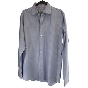 Eton Men's Blue White Grid Contemporary Fit Cotton Shirt Size 41 16 Brighton